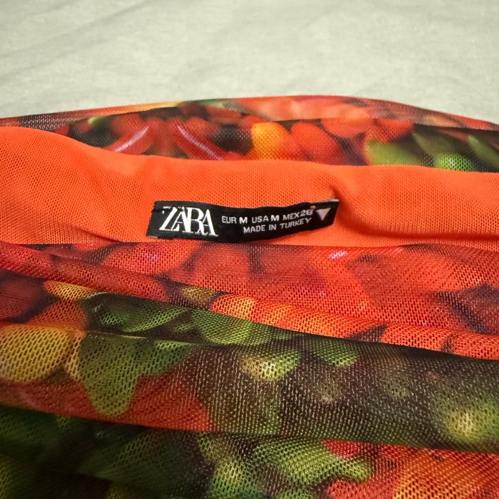 Zara Orange and Multicolor Mesh Dress - Picture 2 of 3